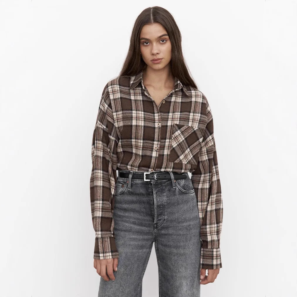 Surchemise à Carreaux et Imprimé Plaid pour Femme