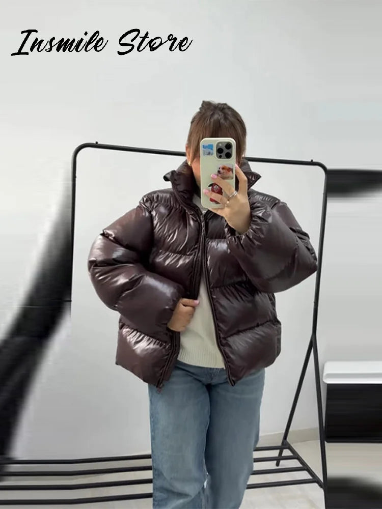 Doudoune Hiver Chocolat Oversize pour Femme - Chin.Sweety