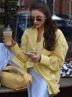 Chemise à Rayures à Manches Longues pour Femme – Style Streetwear Chic