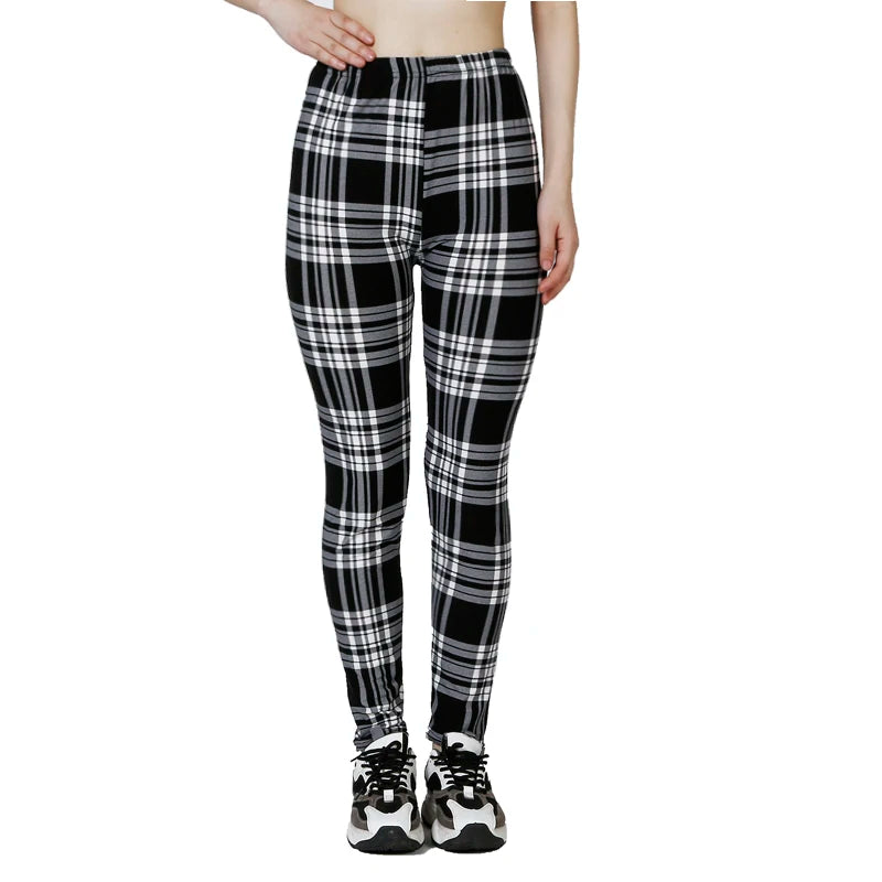 Legging de Sport à Carreaux Noir et Blanc – Fitness, Yoga & Mode Décontractée