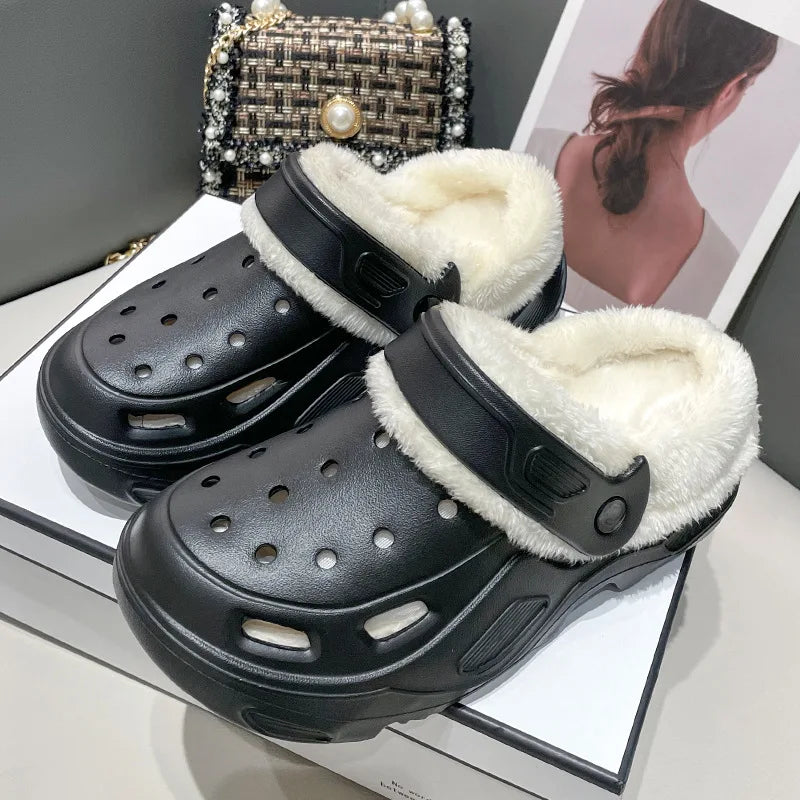 Sabots d'Hiver Doublés en Coton pour Homme et Femme – Confort Chaud & Semelle Épaisse