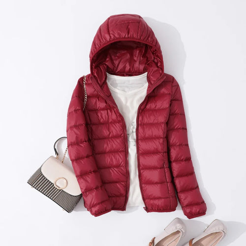 90% Ultra-léger mince doudoune femmes automne hiver mince court à capuche chaud blanc canard vers le bas manteau Parka femme vêtements d'extérieur portables