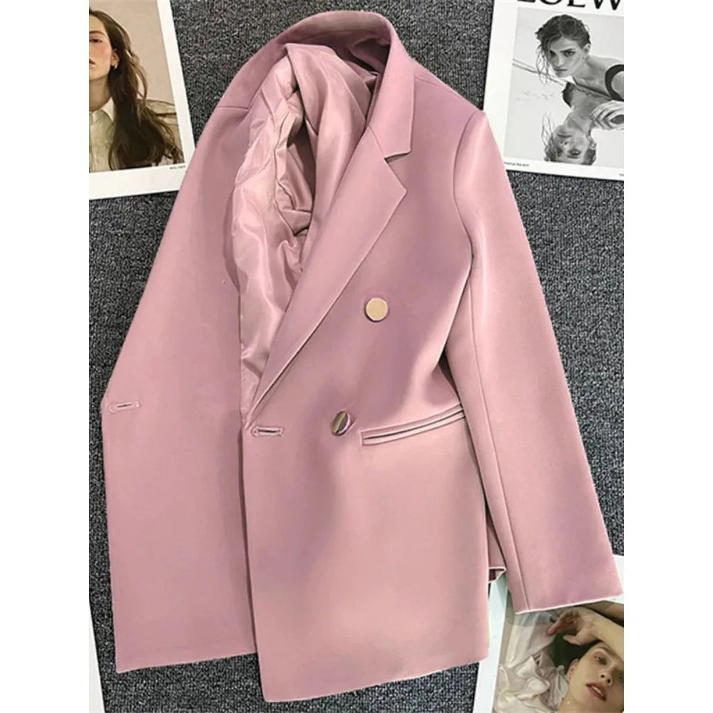 Blazer de Luxe Croisé à Double Boutonnage pour Femme