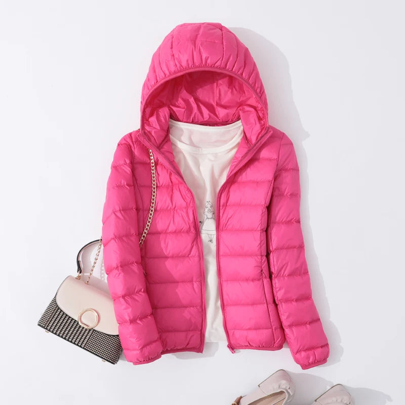 90% Ultra-léger mince doudoune femmes automne hiver mince court à capuche chaud blanc canard vers le bas manteau Parka femme vêtements d'extérieur portables