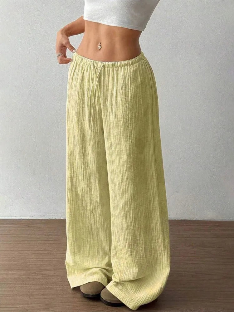 Pantalon Large Fluide à Taille Élastique - Confort Absolu