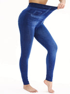 Legging Faux Jean Imprimé Denim pour Femme – Confort Yoga & Fitness