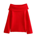 Pull Tricoté Épaules Dénudées Style Chic et Décontracté