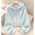 Sweat à Capuche Zippé Coupe Ample pour Femme – Gilet Décontracté Style "Lazy Wind" Automne-Hiver