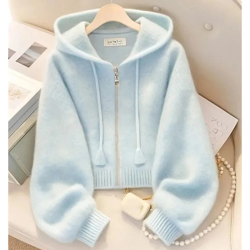 Sweat à Capuche Zippé Coupe Ample pour Femme – Gilet Décontracté Style "Lazy Wind" Automne-Hiver