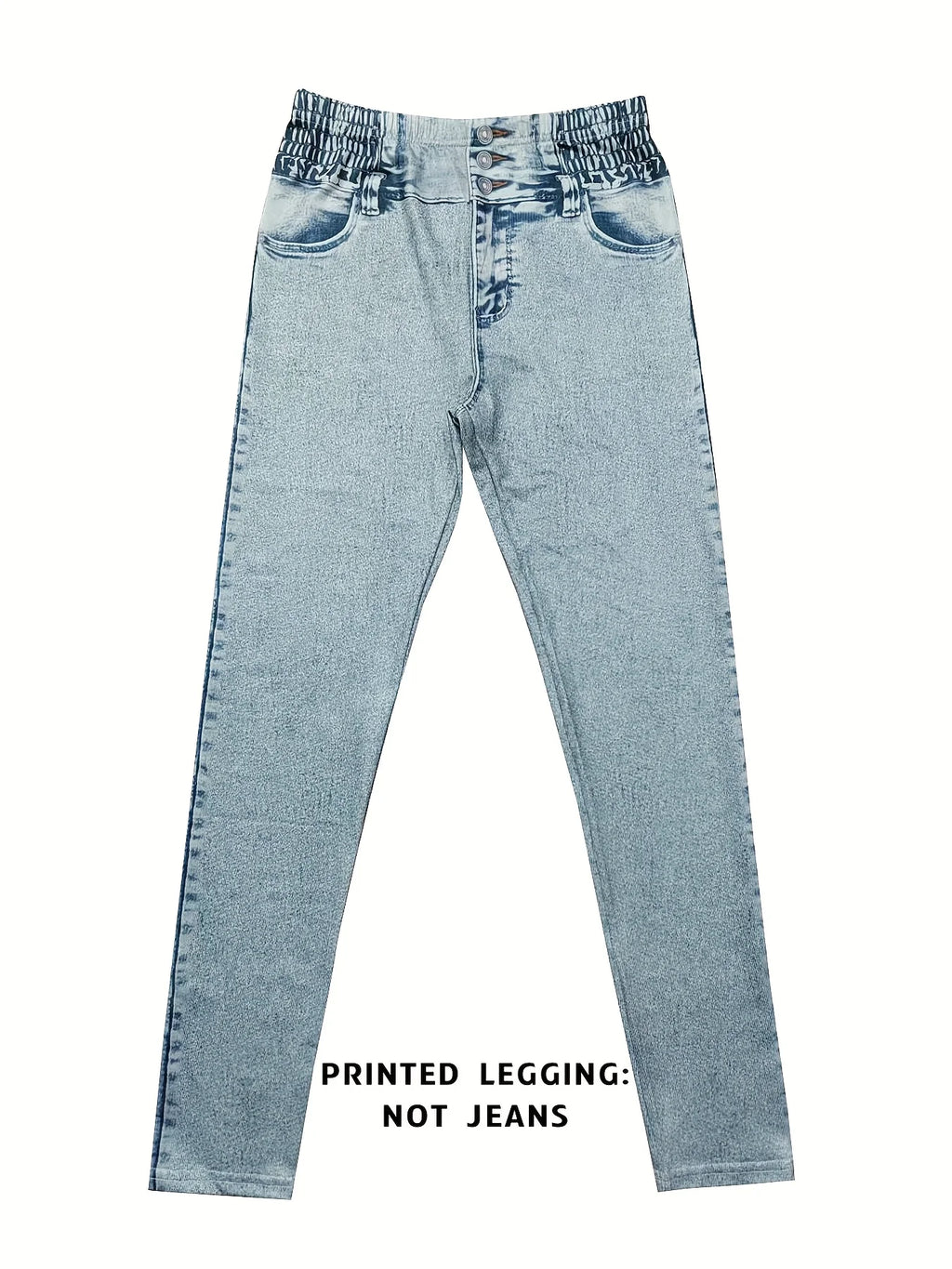 Legging Faux Jean Imprimé Denim – Confort Yoga & Sports de Plein Air
