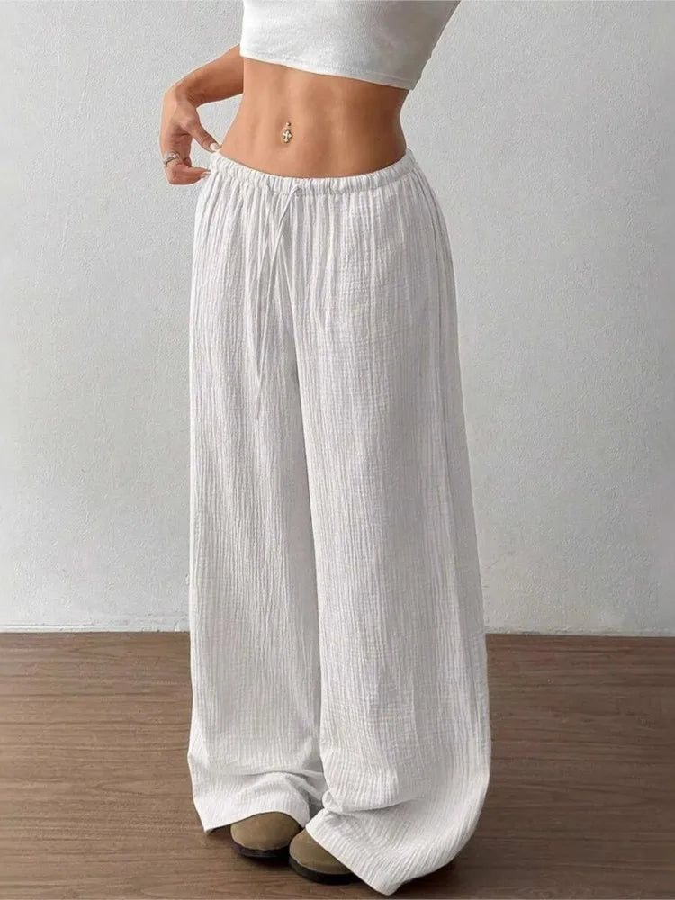Pantalon Large Fluide à Taille Élastique - Confort Absolu