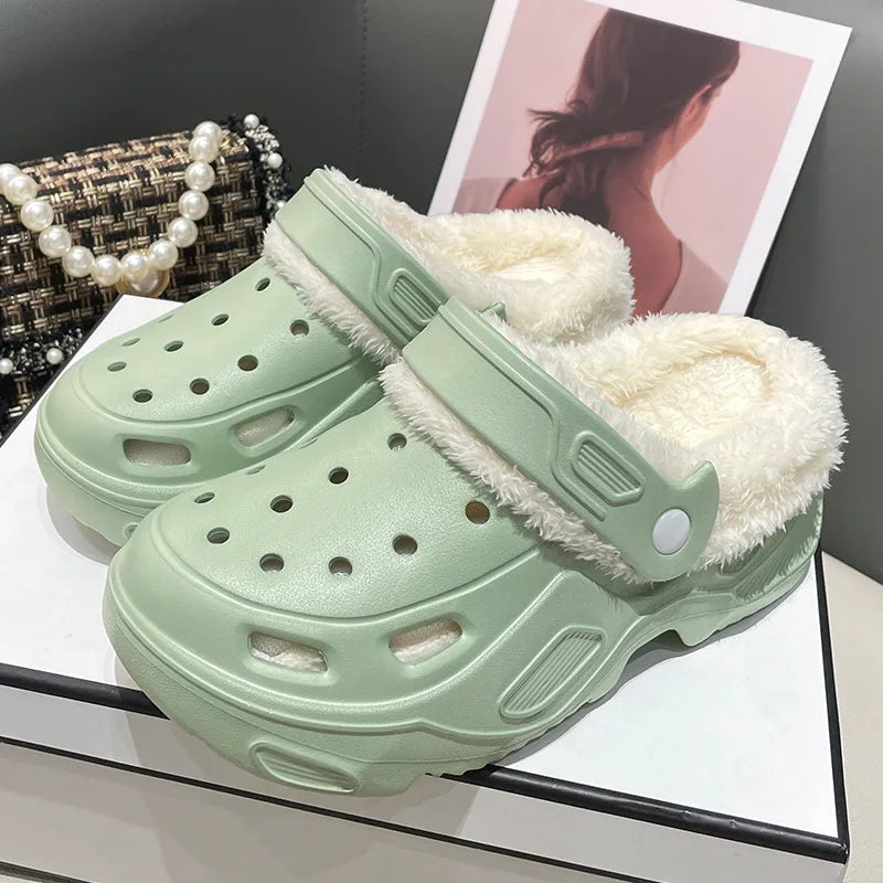 Sabots d'Hiver Doublés en Coton pour Homme et Femme – Confort Chaud & Semelle Épaisse