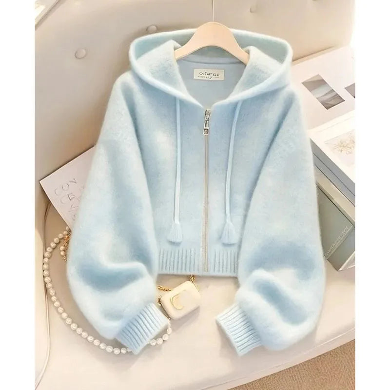 Sweat à Capuche Zippé Coupe Ample pour Femme – Gilet Décontracté Style "Lazy Wind" Automne-Hiver