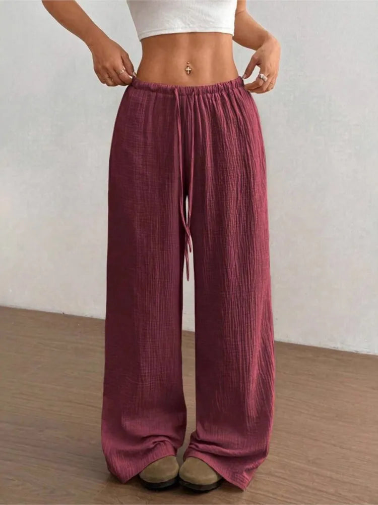Pantalon Large Fluide à Taille Élastique - Confort Absolu