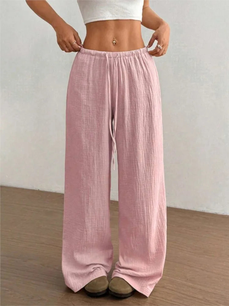 Pantalon Large Fluide à Taille Élastique - Confort Absolu