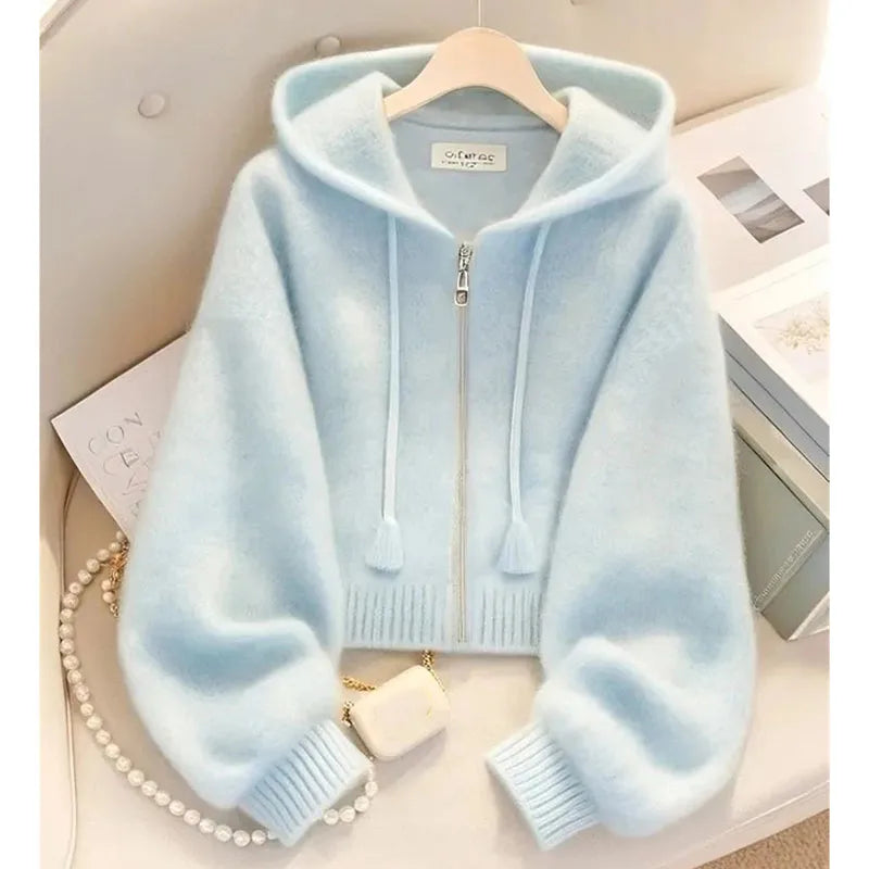 Sweat à Capuche Zippé Coupe Ample pour Femme – Gilet Décontracté Style "Lazy Wind" Automne-Hiver