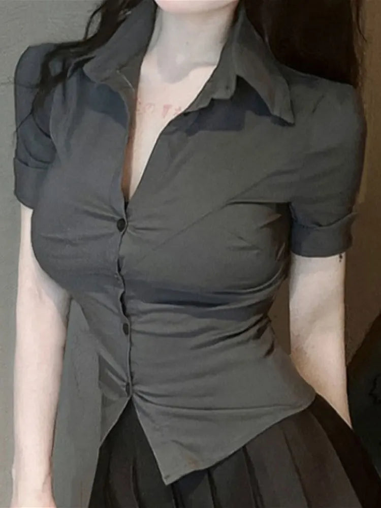 Blouse Courte et Moulante Style Coréen – Haut d'Été Sexy et Élastique