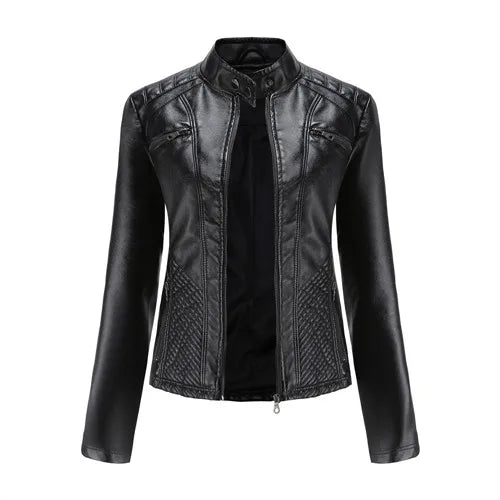 Nouvelle veste en PU pour femme, couleur lavande, manches longues, 2026, vestes en cuir de moto tendance, manteau rouge, vêtements d'extérieur noirs.
