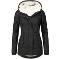 Manteau d'Hiver Épais à Capuche et Poches Amples pour Femme