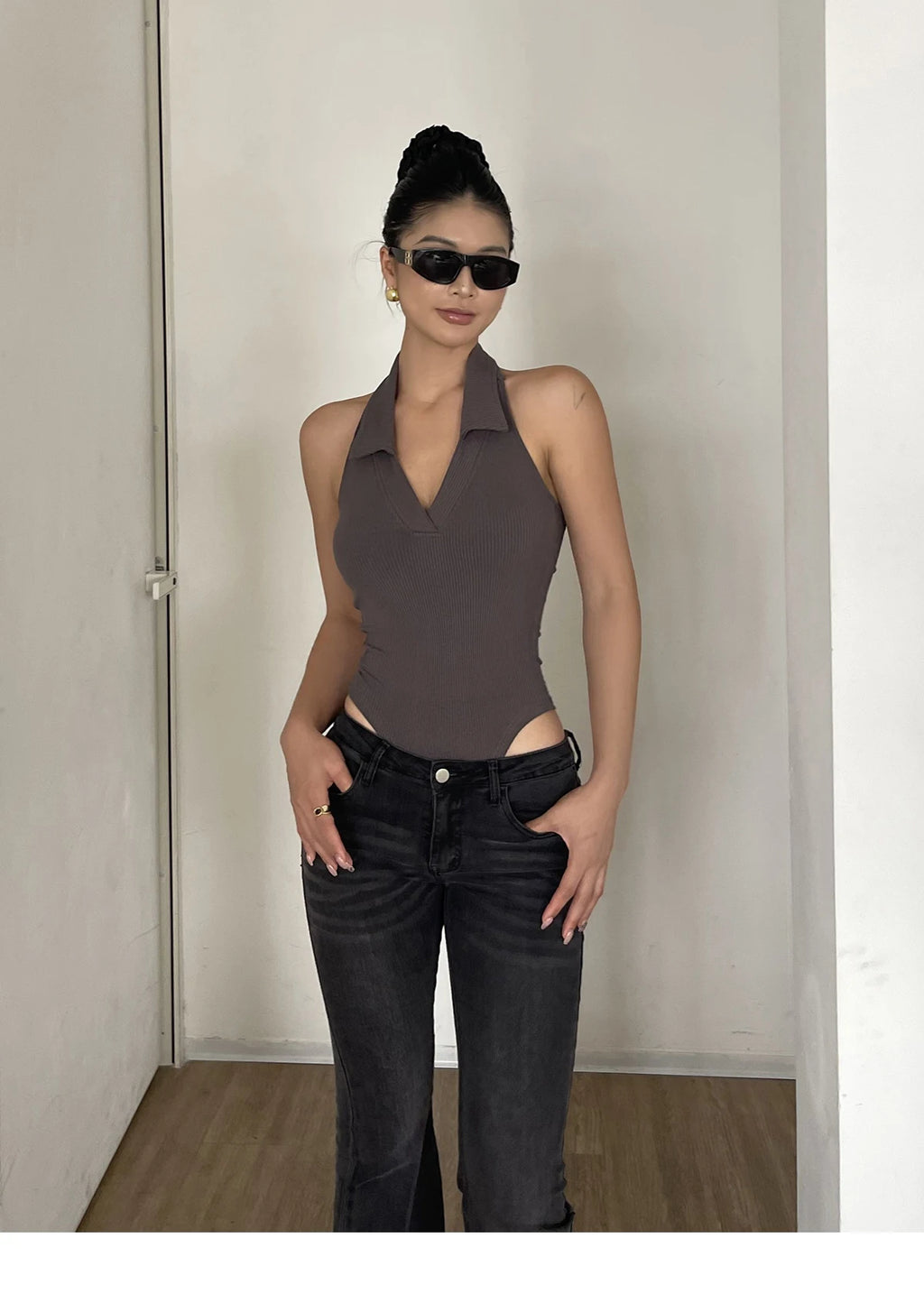 Body Dos Nu en Soie Femme - Top Sexy Slim Womengaga