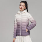 Doudoune dégradée pour femme, veste à capuche ultra légère, coupe couvertes, maintien au chaud, créateur de luxe, automne, hiver, nouvelle mode, 2022