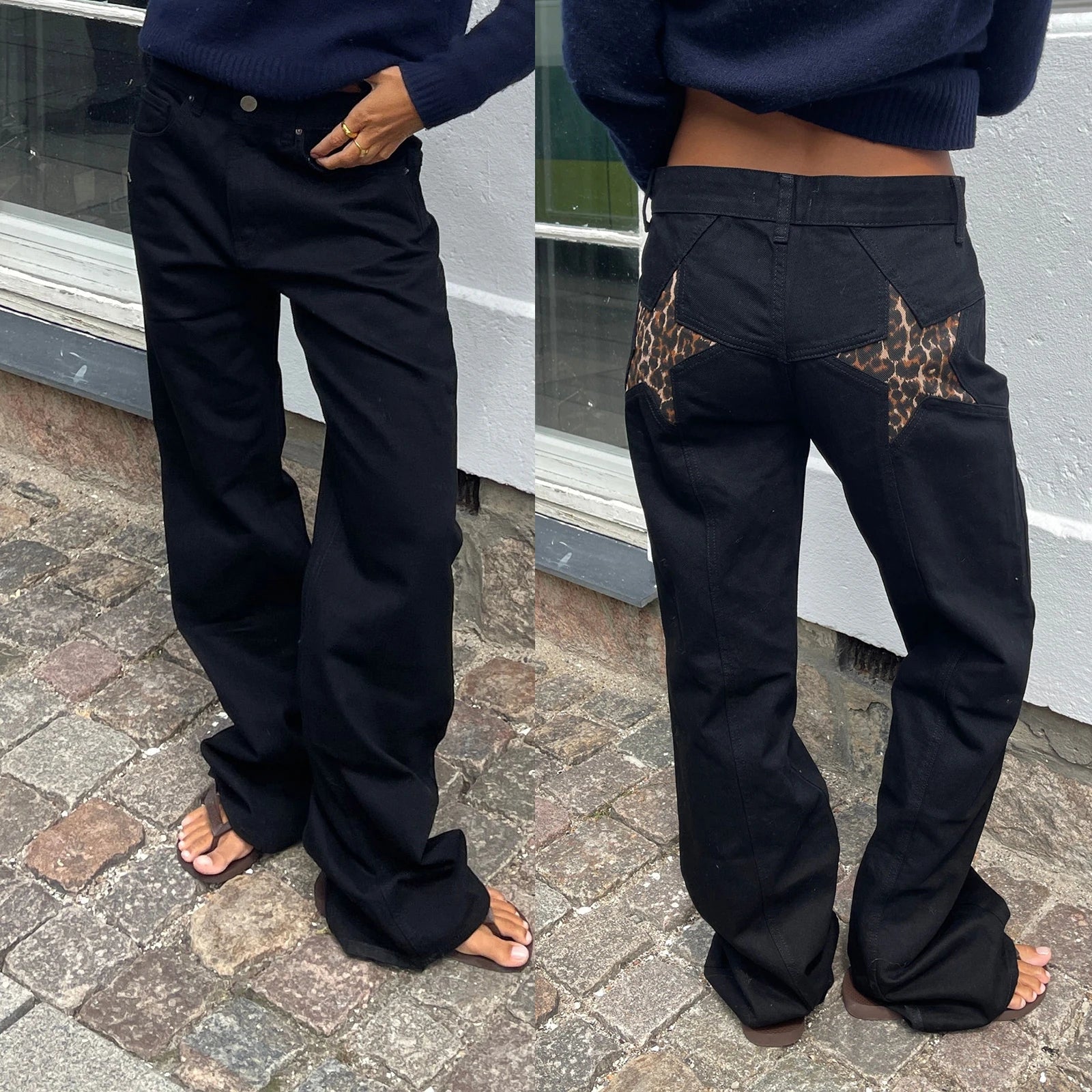 Jean Étoile Y2K Femme - Pantalon Droit & Short Combhasaki