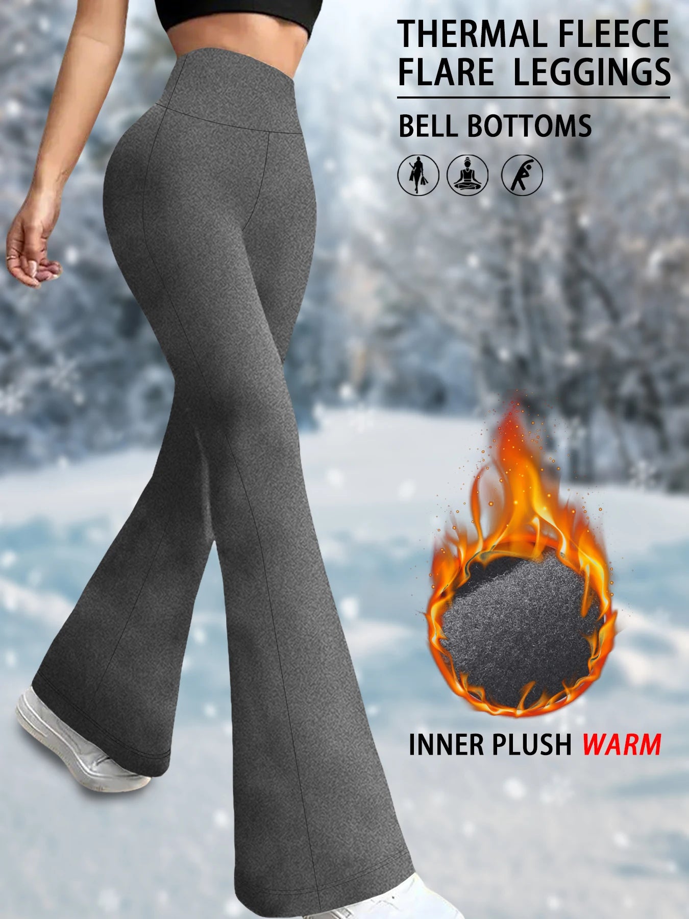 Leggings Évasés Thermiques en Polaire pour Femme – Coupe Bootcut & Contrôle du Ventre