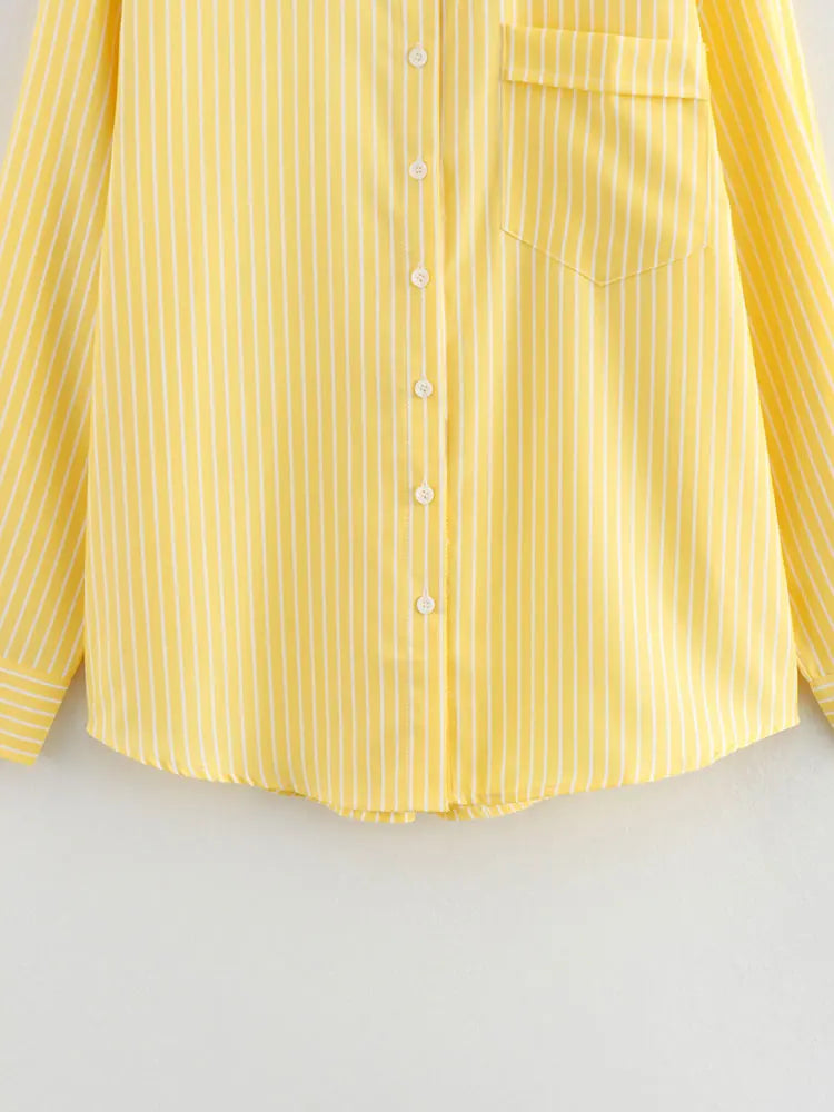 Chemise à Rayures à Manches Longues pour Femme – Style Streetwear Chic