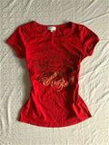 T-Shirt Rouge Grunge Vintage Y2K - Haut Esthétique Gothique