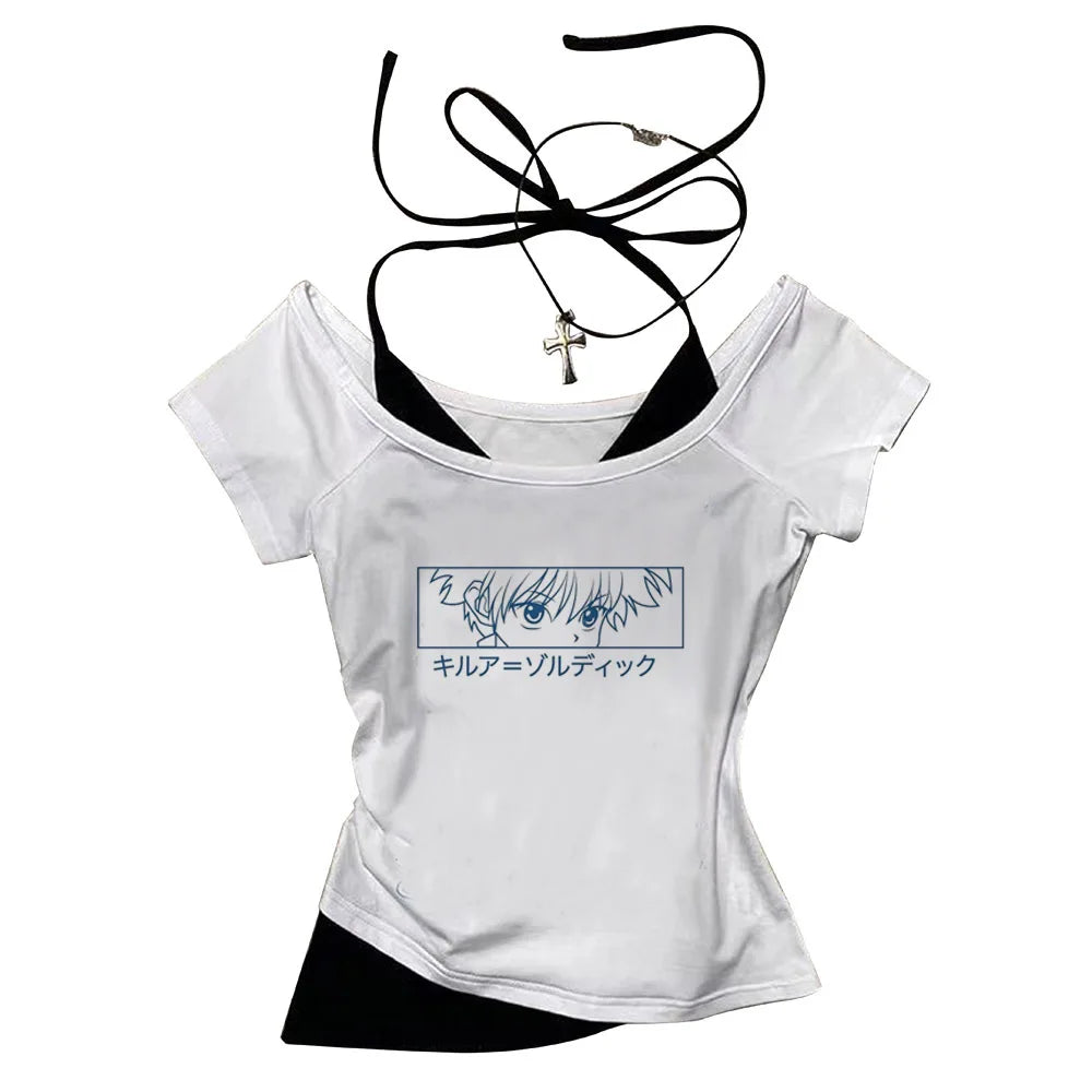 Crop Top Hunter x Hunter - T-Shirt Killua Hisoka Y2K