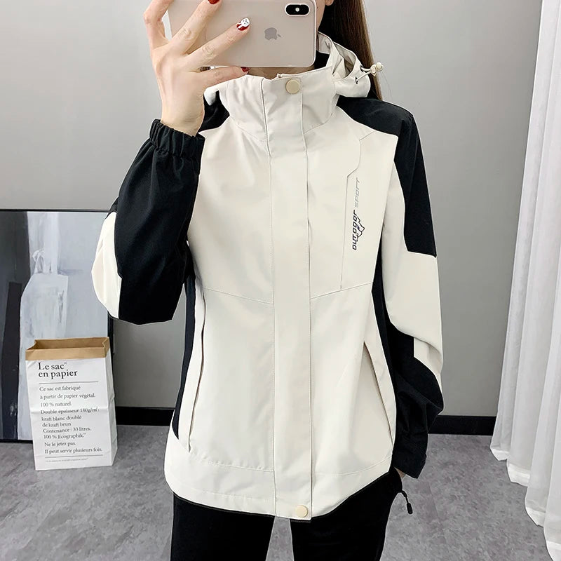Escalade en plein air randonnée veste femmes Patchwork sport imperméable à capuche manteau Trekking montagne coupe-vent vestes imperméable
