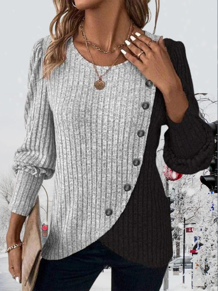 Pull Rayé Ample à Col Rond pour Femme - Style Casual