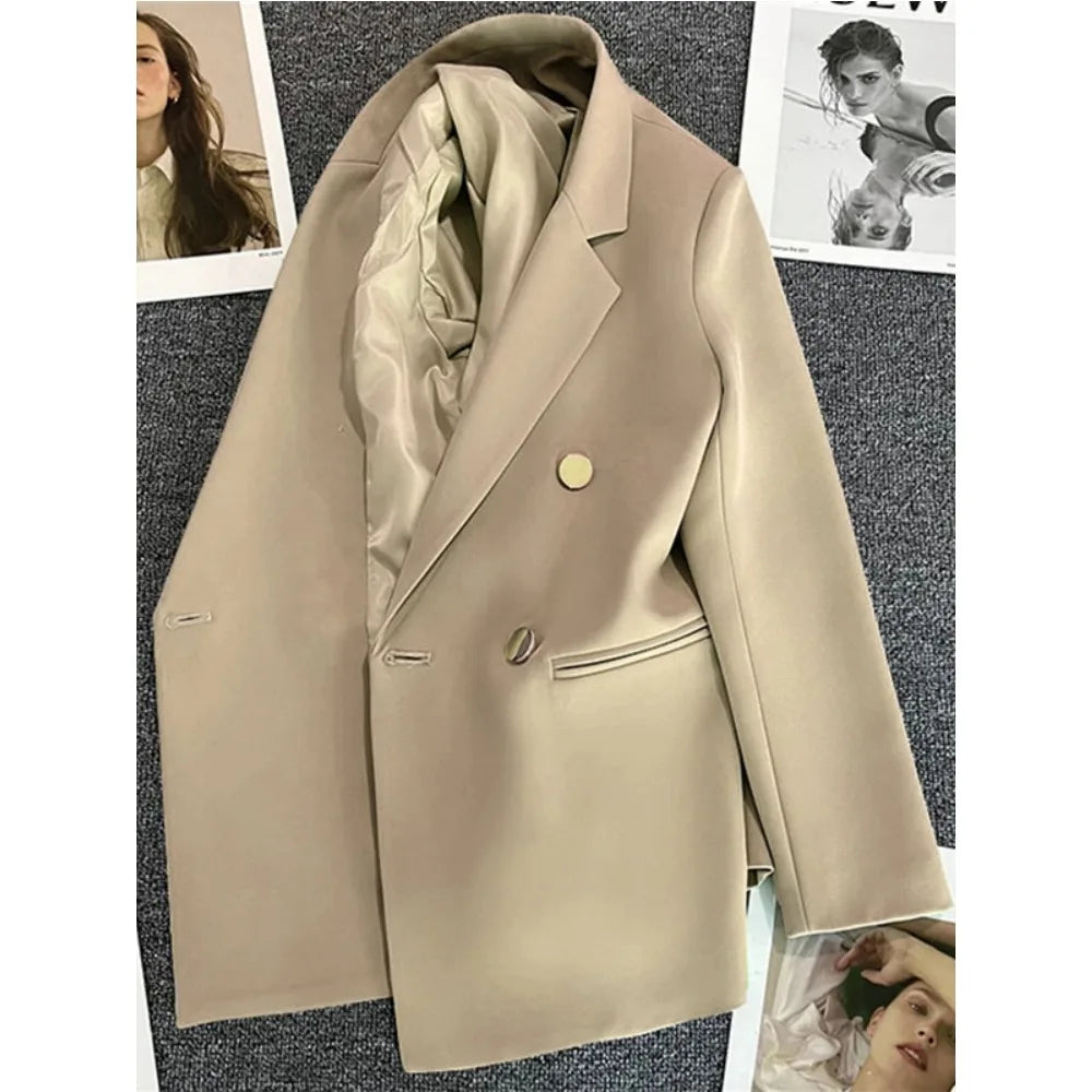 Blazer de Luxe Croisé à Double Boutonnage pour Femme