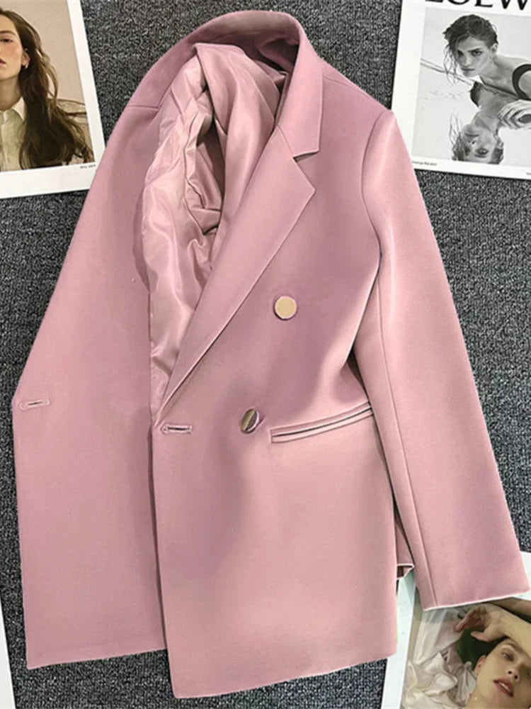 Blazer de Luxe Croisé à Double Boutonnage pour Femme