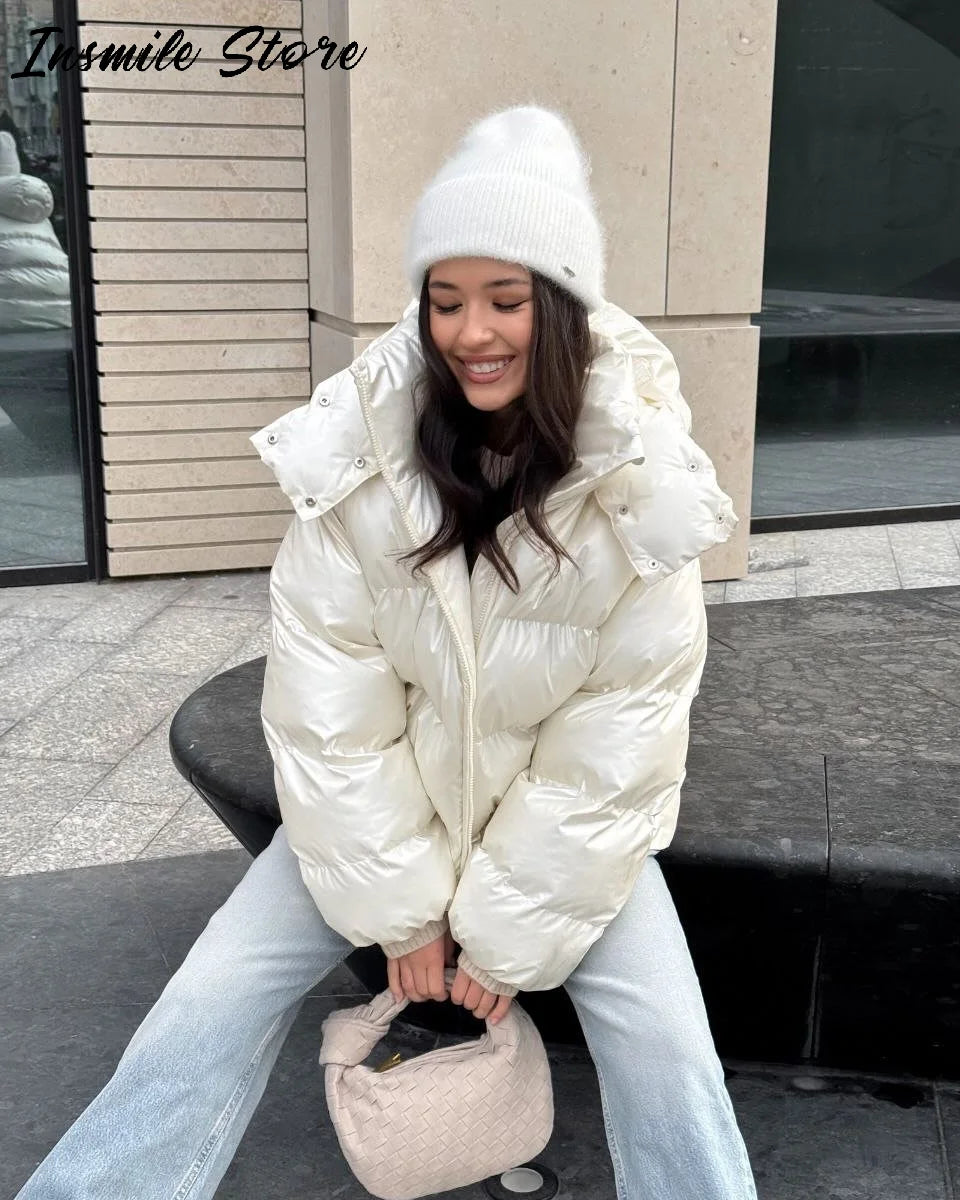 Doudoune Hiver Chocolat Oversize pour Femme - Chin.Sweety