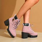 2024 nouveau hiver femmes talons bottes de haute qualité à lacets chaussures de créateur de mode décontracté confortable talons bottes chaussures pour femmes