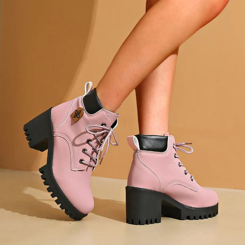 2024 nouveau hiver femmes talons bottes de haute qualité à lacets chaussures de créateur de mode décontracté confortable talons bottes chaussures pour femmes