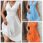 Robe de Plage d'Éte pour Femme – Veste de Plage Légère à Col en V et Taille en Dentelle Ajourée