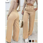 Pantalon de Costume Droit à Double Boutonnage - Look Élégant Chic