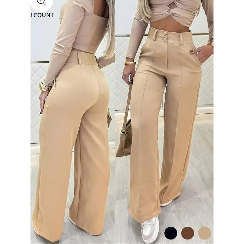 Pantalon de Costume Droit à Double Boutonnage - Look Élégant Chic