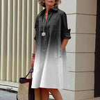 Robe Chemise Mi-Longue à Manches sulfet Col Rabattu pour Femme, Tenue Élégante de Vacances avec Poches, Printemps et Été
