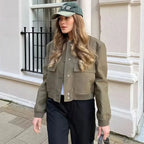 MUJER femmes Bomber veste femmes automne recadrée veste pour femmes 2025 à manches longues aviateur vestes femme mode manteaux courts