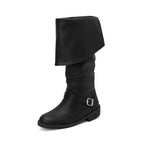 Bottes médiévales en cuir Jack Sparrow Renaissance demi Haddock chaussures chaussures Larp Pirate guerrier Vintage Jackboot pour adulte