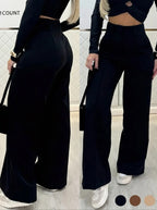 Pantalon de Costume Droit à Double Boutonnage - Look Élégant Chic