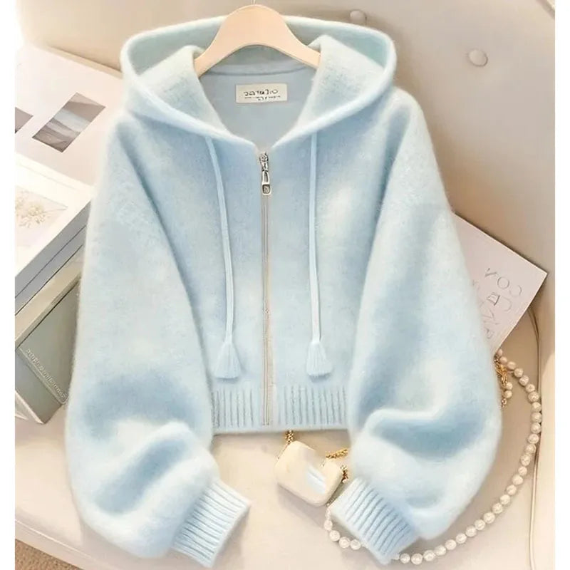 Sweat à Capuche Zippé Coupe Ample pour Femme – Gilet Décontracté Style "Lazy Wind" Automne-Hiver
