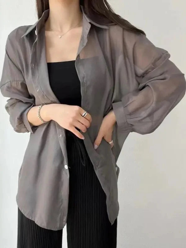 Chemise d'Été en Soie Perlée Rafraîchissante – Protection Solaire et Confort Absolu