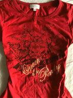 T-Shirt Rouge Grunge Vintage Y2K - Haut Esthétique Gothique