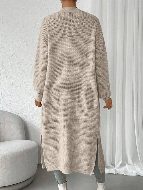 Cardigan Long Ajouré en Maille Épaisse pour Femme - Style Streetwear