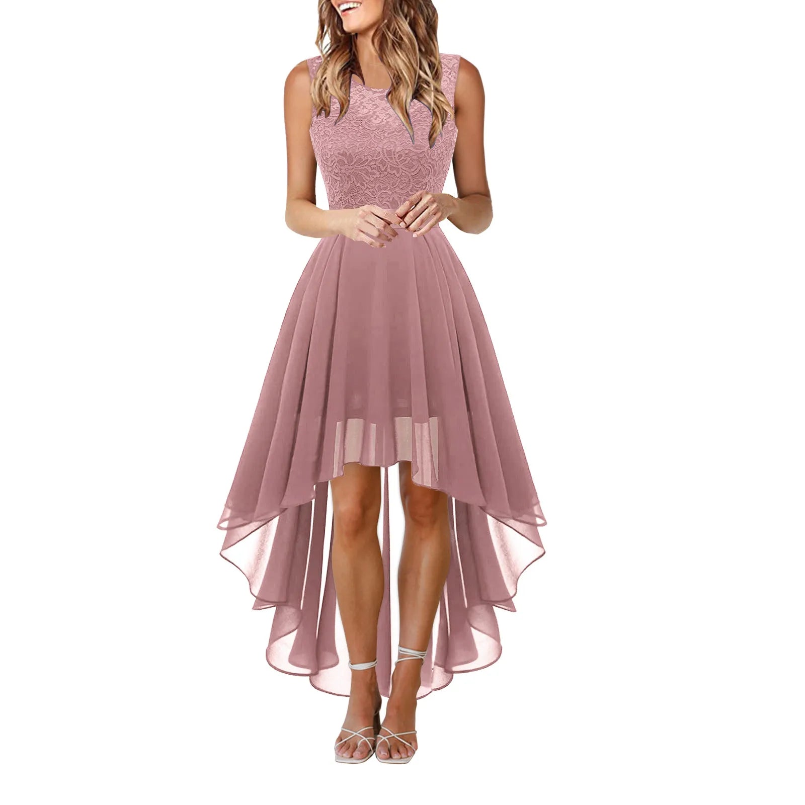 Robe de Soirée Vintage en Dentelle pour Femme – Robe Formelle de Demoiselle d'Honneur avec Ourlet Irrégulier