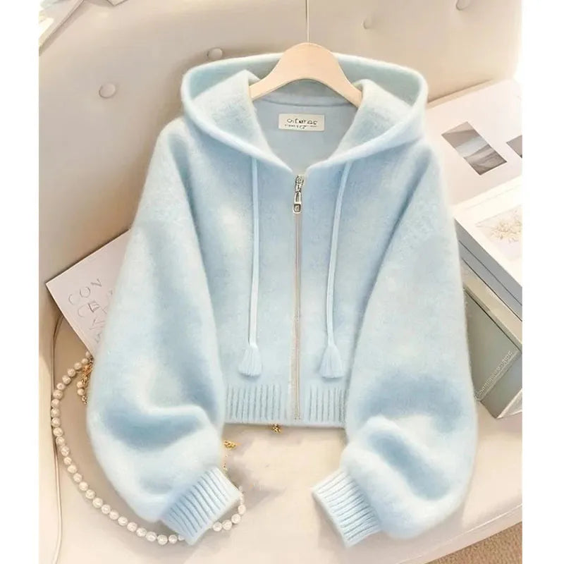 Sweat à Capuche Zippé Coupe Ample pour Femme – Gilet Décontracté Style "Lazy Wind" Automne-Hiver